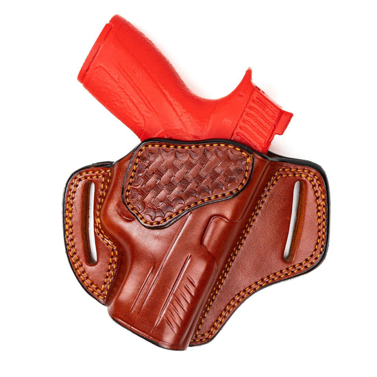 For Smith Wesson M&P Shield X Basket Weave Design Owb Handmade Full Grain Gun Belt Holster