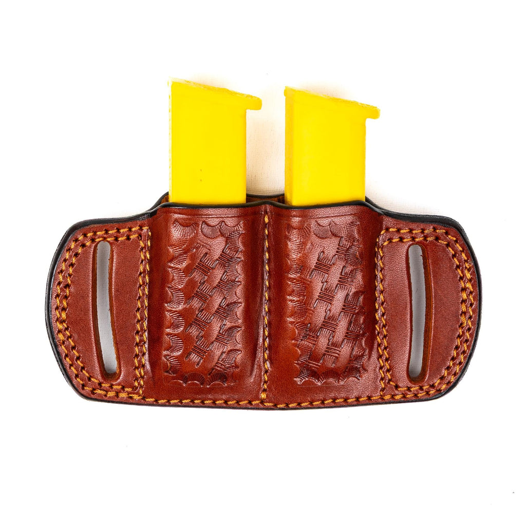 For Smith Wesson Bodyguard 2.0 380 Auto Double Mag Pouch Basket Weave Design Owb Handmade Full Grain Leather