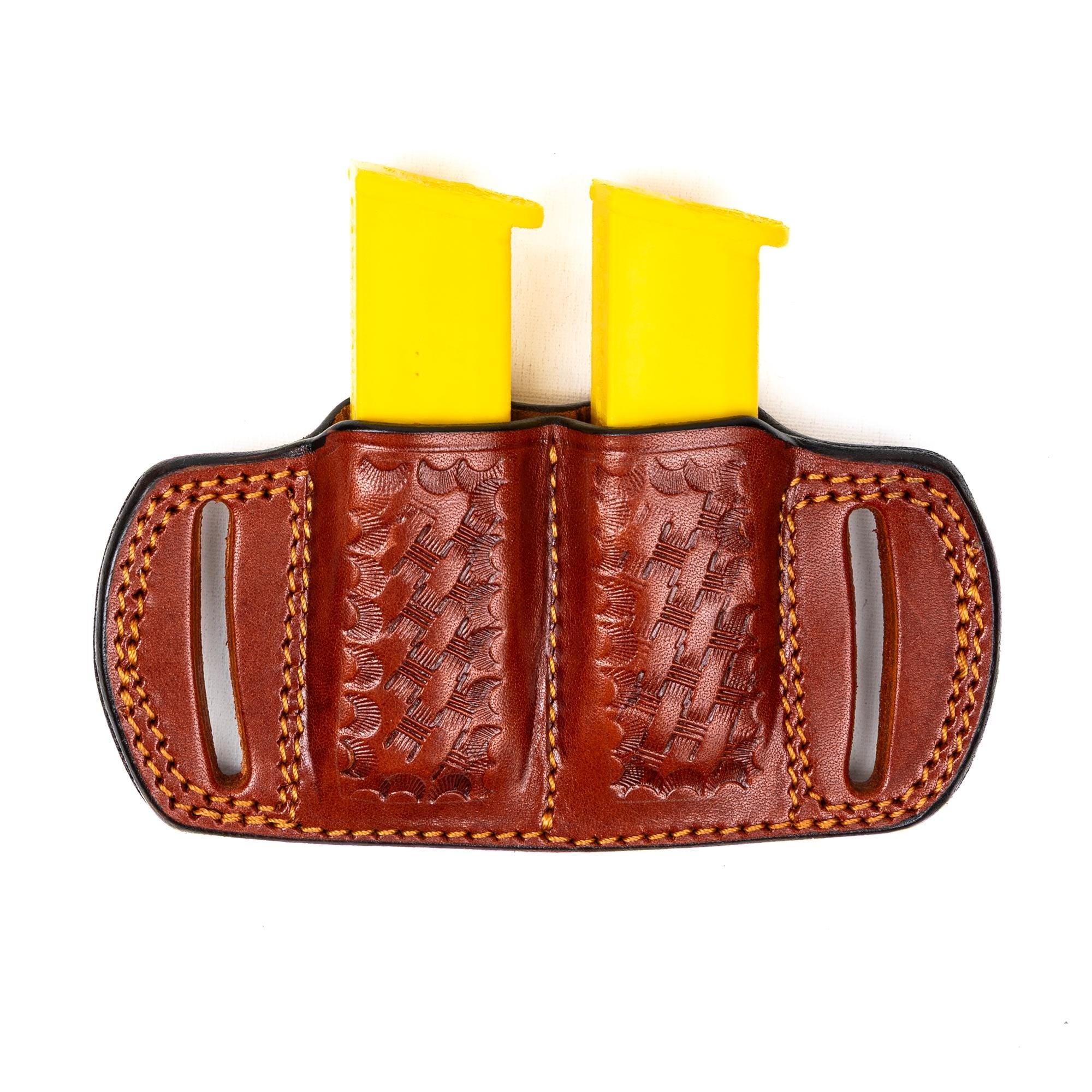 For Smith Wesson Bodyguard 2.0 380 Auto Double Mag Pouch Basket Weave Design Owb Handmade Full Grain Leather