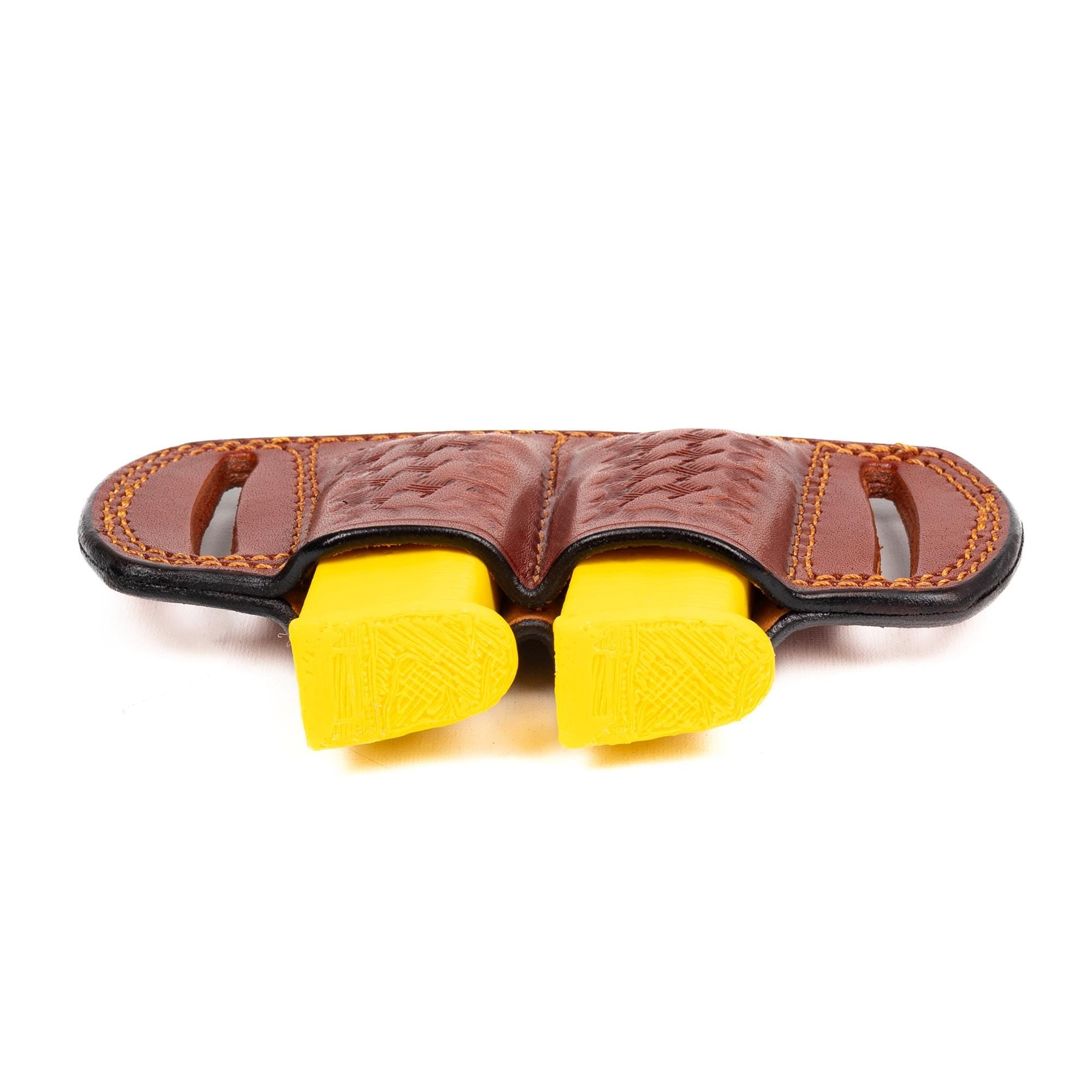 For Smith Wesson Bodyguard 2.0 380 Auto Double Mag Pouch Basket Weave Design Owb Handmade Full Grain Leather