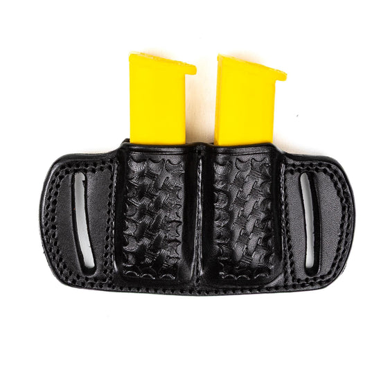 For Smith Wesson Bodyguard 2.0 380 Auto Double Mag Pouch Basket Weave Design Owb Handmade Full Grain Leather