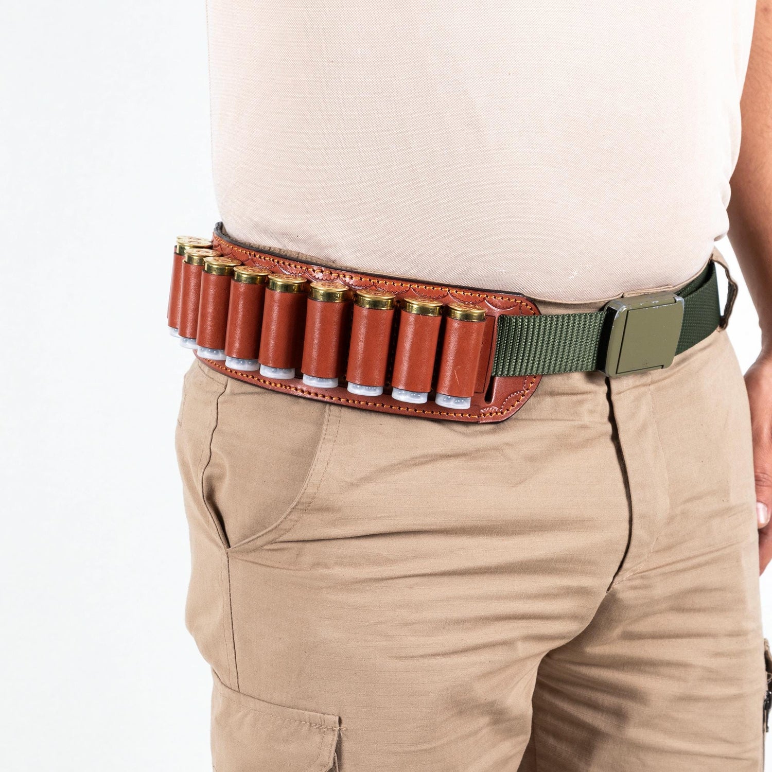 EDS Holster For Shotgun 12 Caliber Cartridge Handmade Belt Leather Holder Bandolier 10 Pieces Capacity