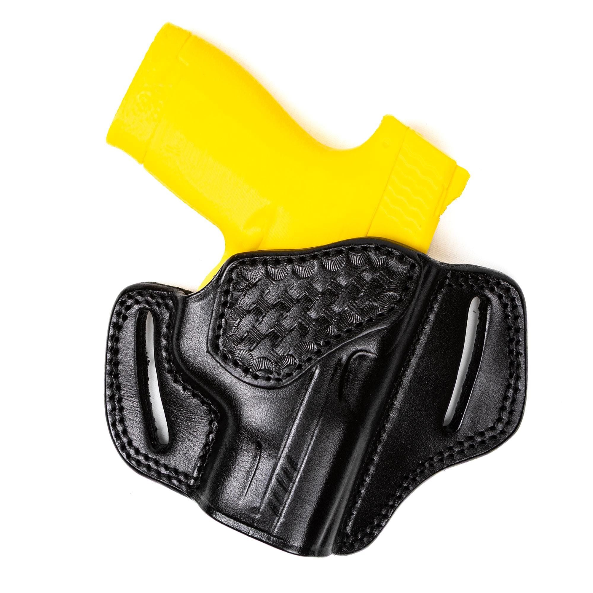 For Smith Wesson M&P 9 Shield Plus Basket Weave Design Owb Handmade Full Grain Leather Gun Belt Holster