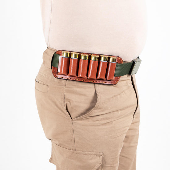 EDS Holster For Shotgun 12 Caliber Cartridge Handmade Belt Leather Holder Bandolier 6 Pieces Capacity
