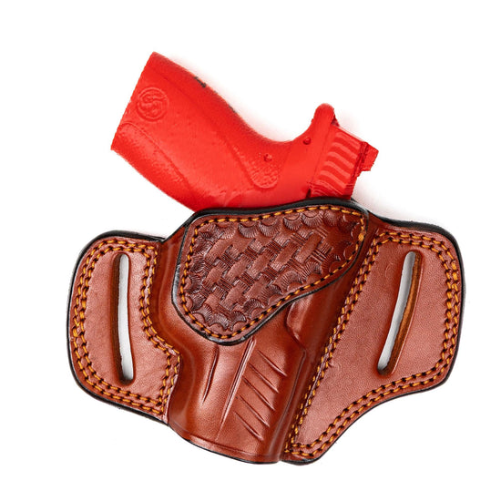 For Smith Wesson Bodyguard 2.0 Carry Comp 380 Auto Basket Weave Design Owb Handmade Full Grain Leather Gun Belt Holster