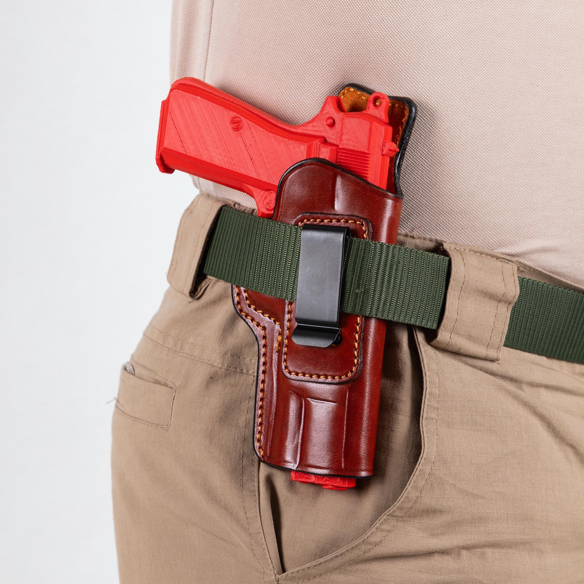 For Browning Hi Power Fast Shooting IWB Handmade Leather Gun Holsters