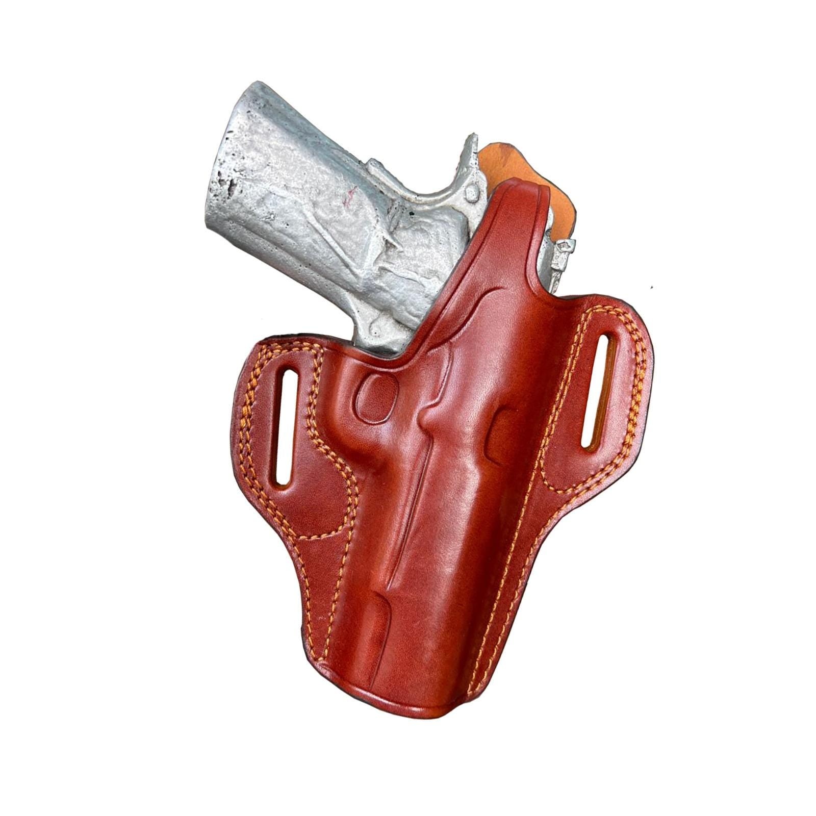 For Browning Hi Power & Similar Guns Cocked Ready Owb Thumbreak Leather Gun Holster Brown Right Hand