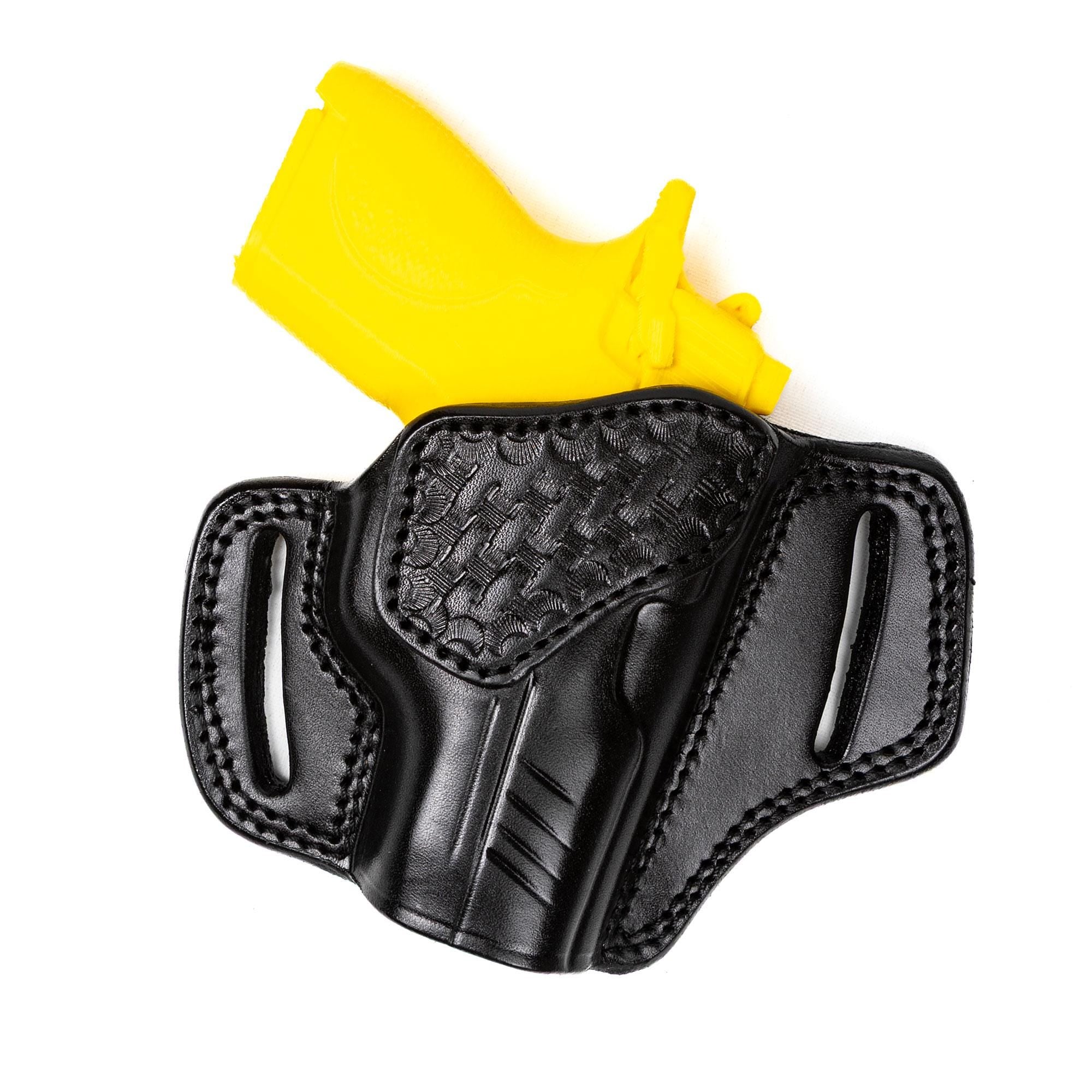 For Smith Wesson CSX 3.1 inch E-Series Basket Weave Design Owb Handmade Full Grain Gun Belt Holster