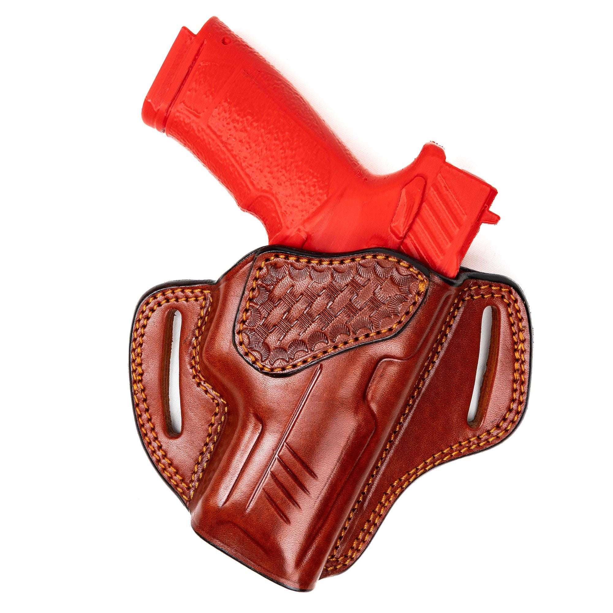 For Tisas PX-9 Basket Weave Design Owb Handmade Full Grain Leather Gun Belt Holsters