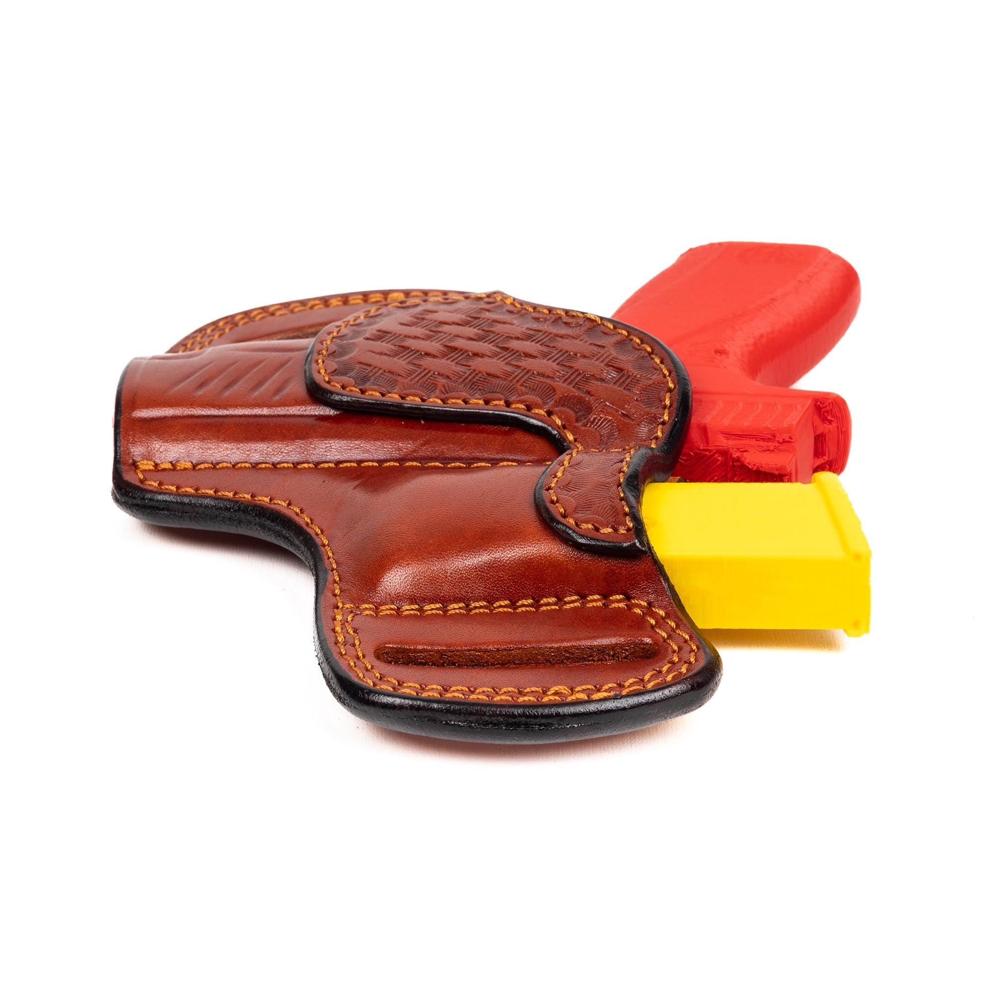 For Smith Wesson Bodyguard 2.0 Carry Comp 380 Auto OWB Full Grain Leather Holster with Mag Pouch