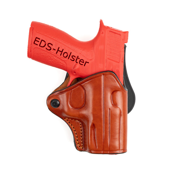 Leather Paddle Holster for Smith & Wesson Shield X | OWB Carry | Adjustable Retention Screw | Custom Fit Handmade Gun Holster