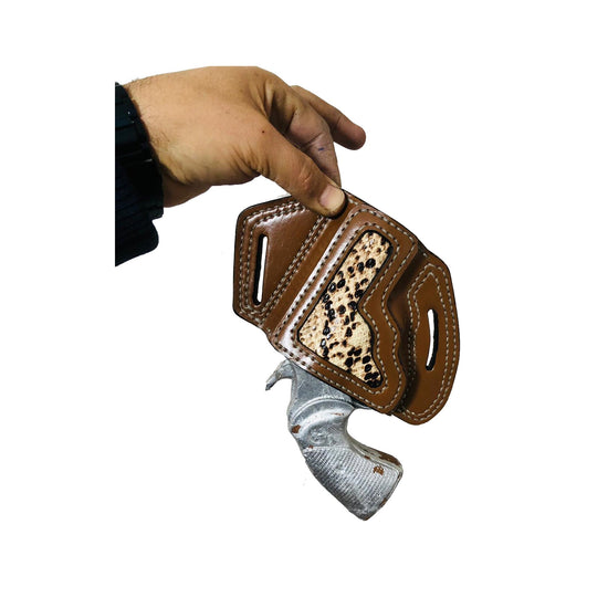 Colt Python 2,5 inch 38 Spl 6 Shot Owb Revolver Snakeskin Printed Handmade Leather Gun Holster