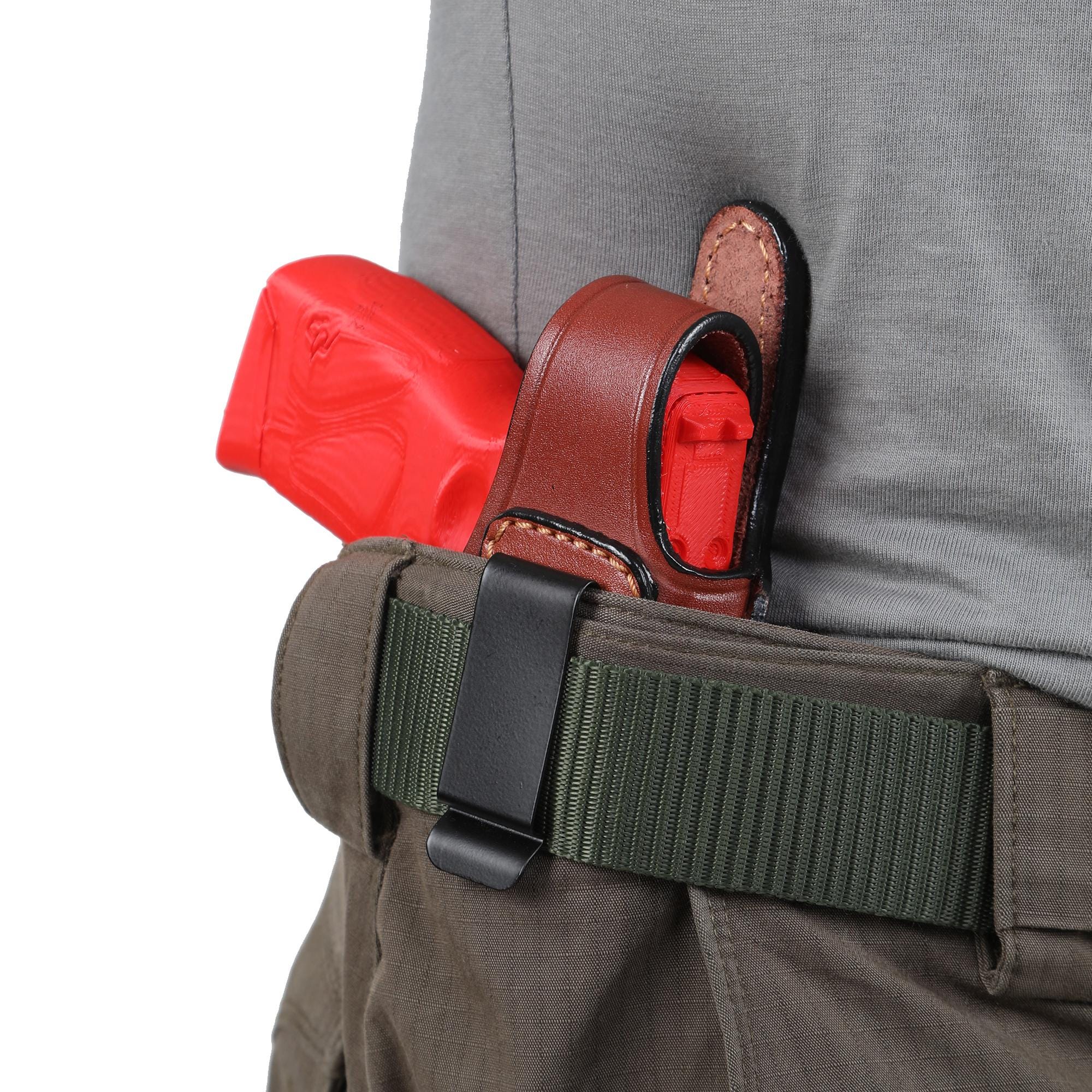 For Glock 45 9mm Luger G45 IWB Handmade Full Grain Leather Gun Belt Holster