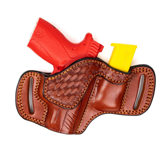 For Smith Wesson Bodyguard 2.0 Carry Comp 380 Auto OWB Full Grain Leather Holster with Mag Pouch