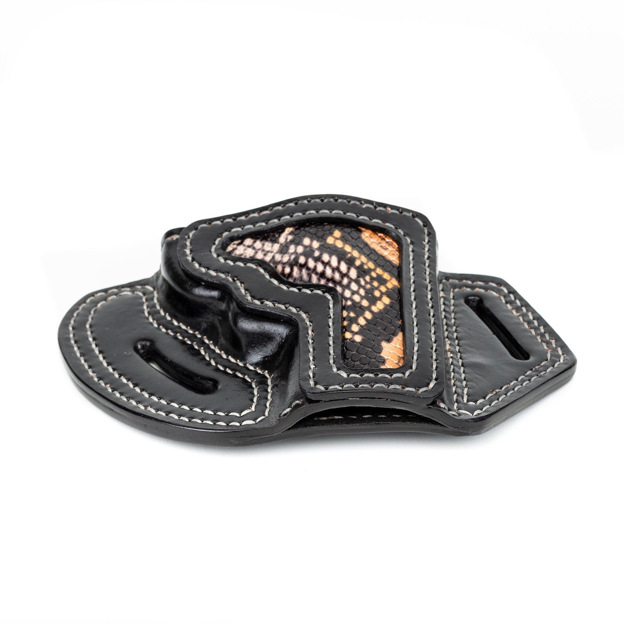 Colt Python 2.5 inch 38 Spl 6 Shot Owb Revolver Snakeskin Printed Handmade Leather Gun Holster