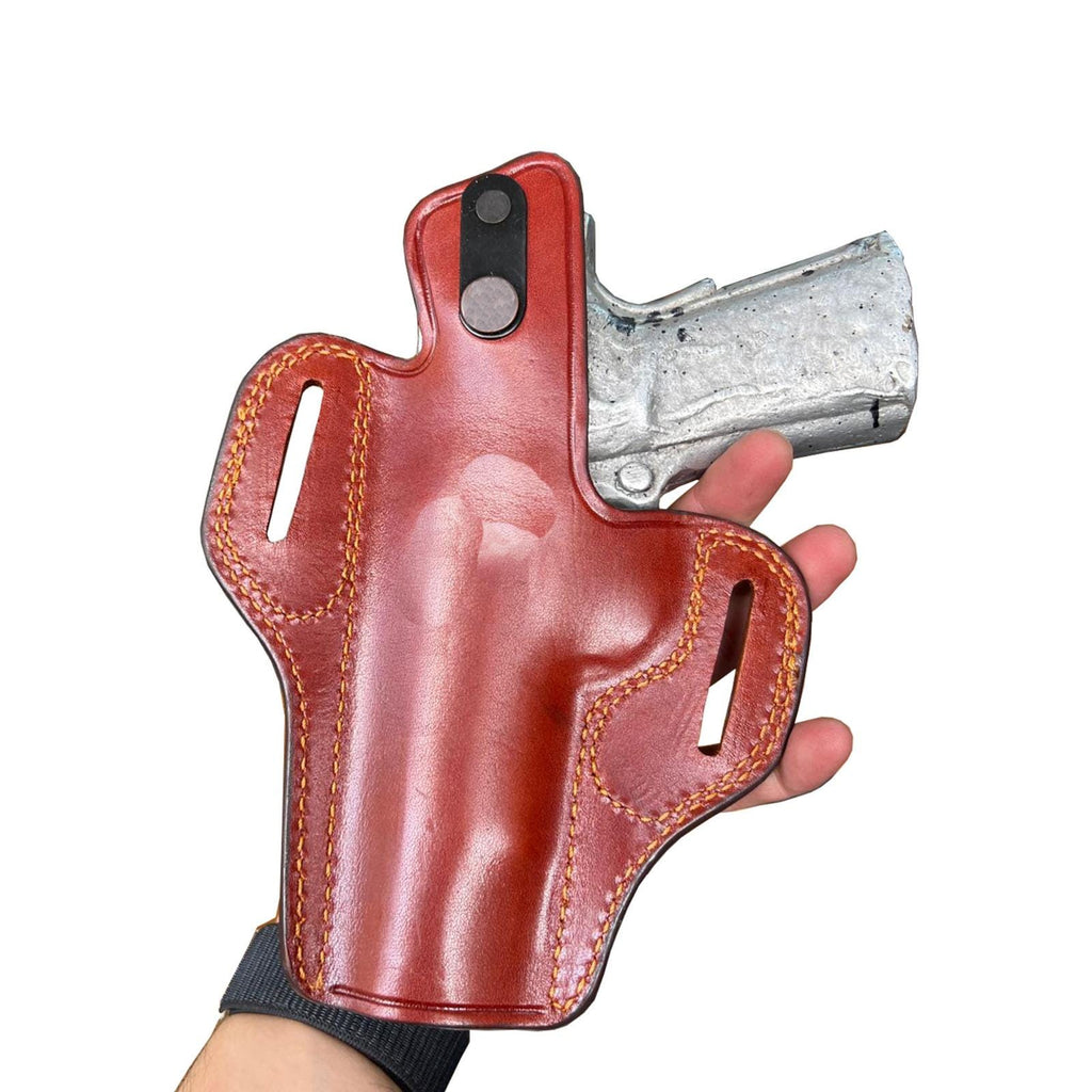 For Browning Hi Power & Similar Guns Cocked Ready Owb Thumbreak Leather Gun Holster Brown Right Hand