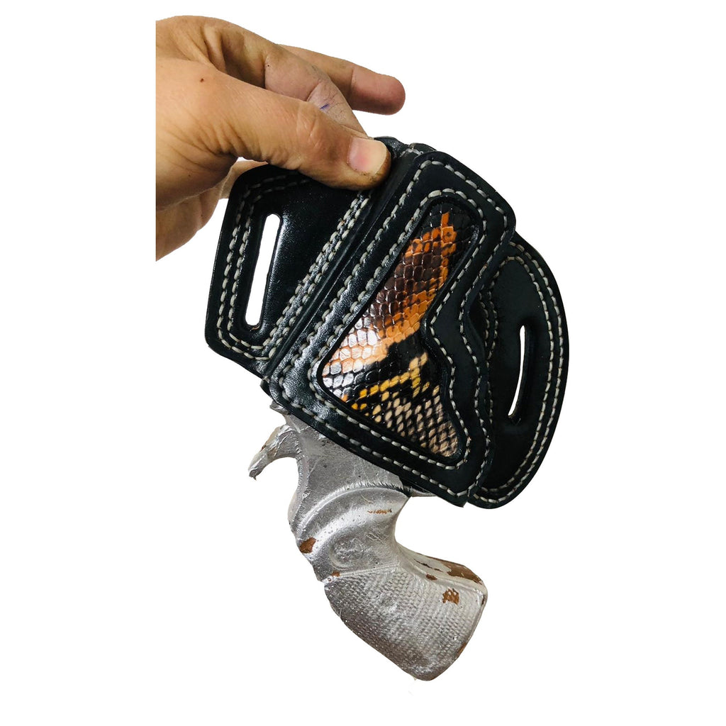 Colt Python 2.5 inch 38 Spl 6 Shot Owb Revolver Snakeskin Printed Handmade Leather Gun Holster