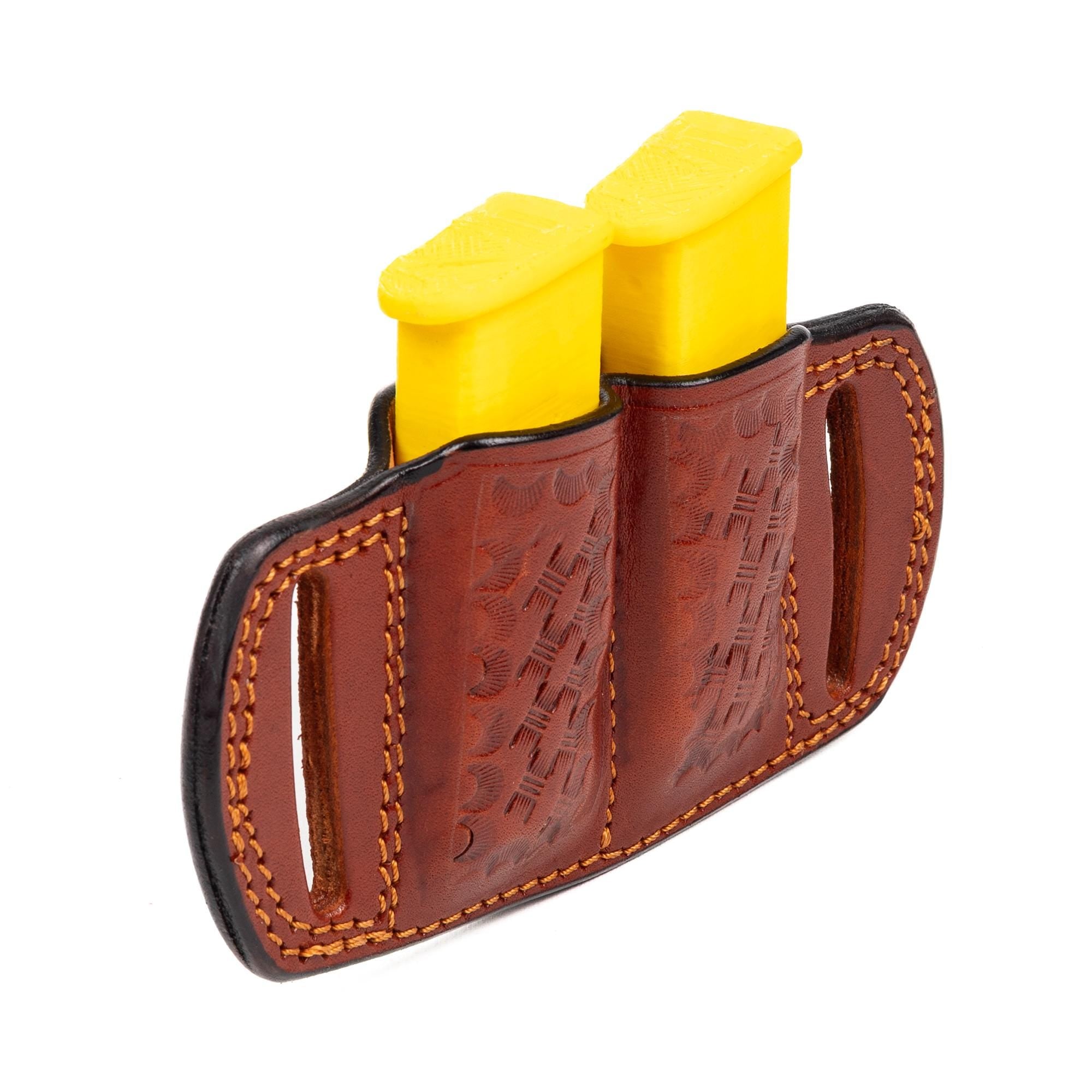 For Smith Wesson Bodyguard 2.0 380 Auto Double Mag Pouch Basket Weave Design Owb Handmade Full Grain Leather