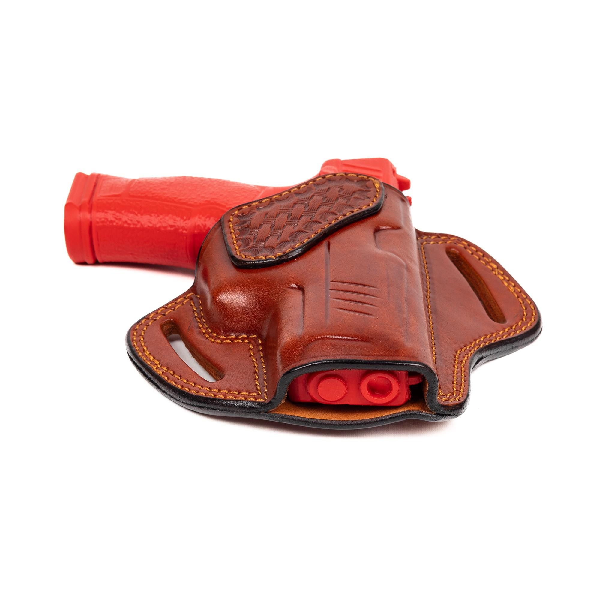 For Tisas PX-9 Basket Weave Design Owb Handmade Full Grain Leather Gun Belt Holsters