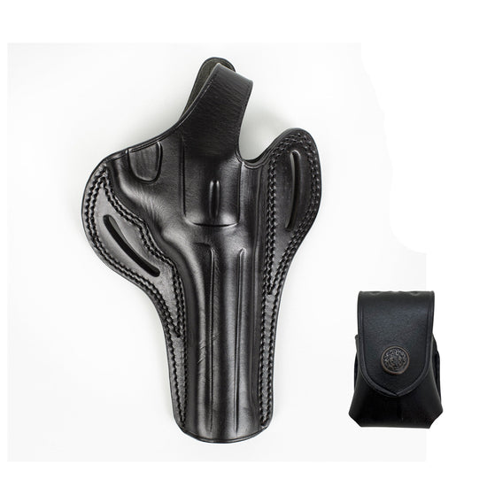 For Colt Pyhton 357 Magnum - Colt King Cobra 38 Special Revolver OWB 6 inch and Speedloader Leather Gun Holster