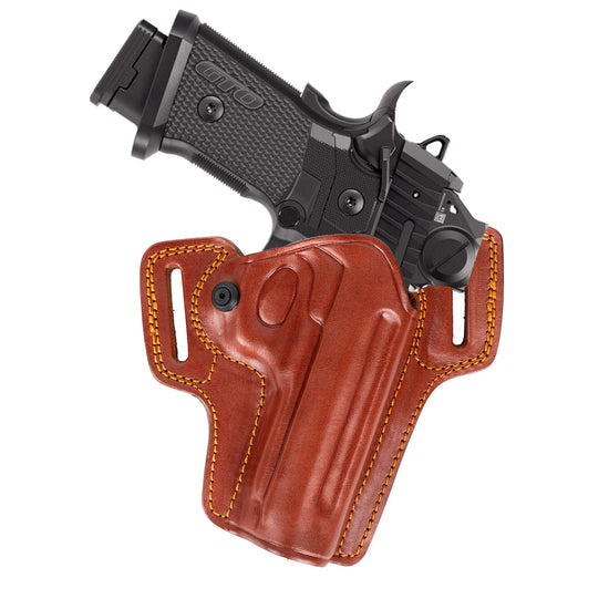For Sig Sauer P211 GTO Red Dot (Optical Sight) Combat Master Owb Full Grain Leather Gun Belt Holster